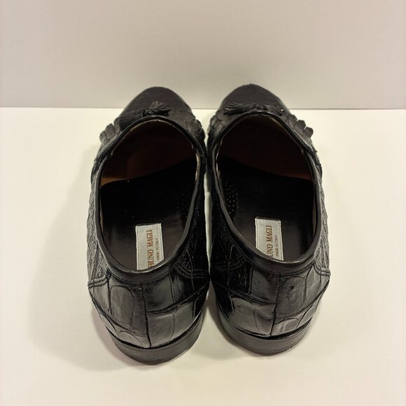 Bruno Magli “Jared” Black Genuine Crocodile Tassel Loafers – Italian Luxuy main image 5